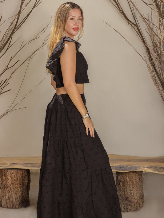 Santorini Black Cotton Set on Model